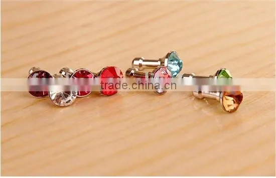 Luxurious Design diamond dust plug for 3.5mm earphone dust plug