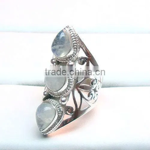 .925 Sterling Silver Faceted Semi Precious Citirne Stone Ring