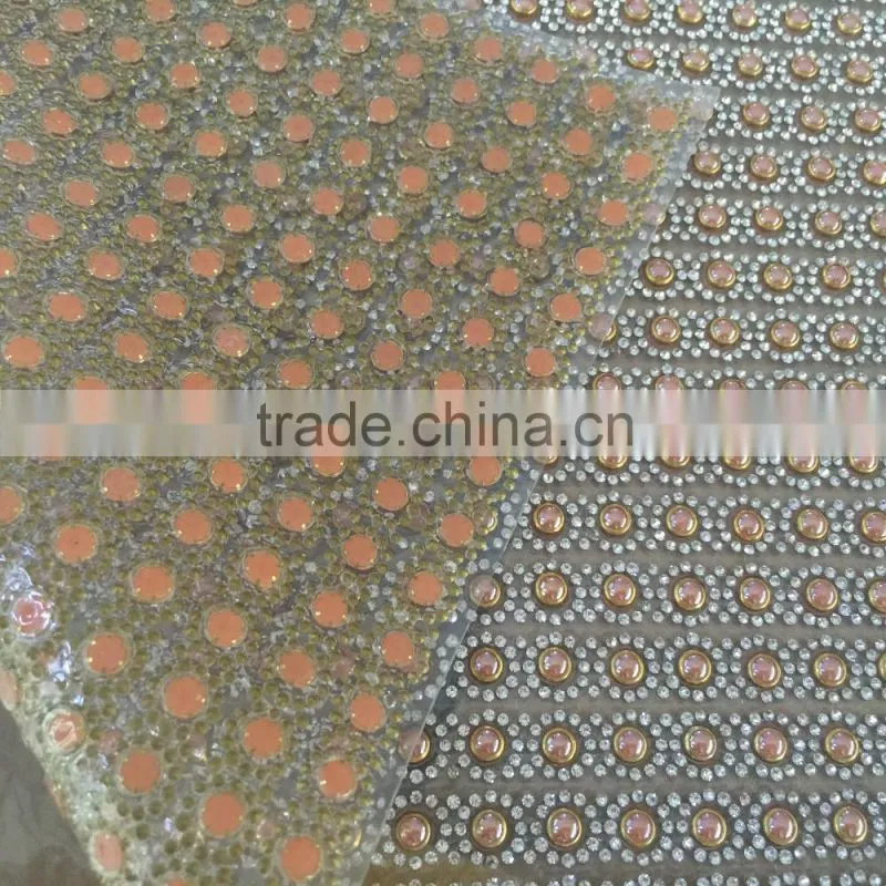 multi colors ceramic pearl with rhinestone decorated mesh triming with glue for bags
