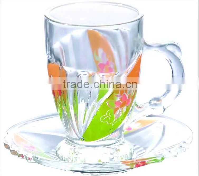 glass coffee tea cup and saucer