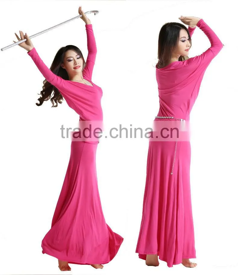 2014 Wuchieal Wholesale Comfortable Modal Belly Dance Dress Costume for Practice in Winter and Autumn