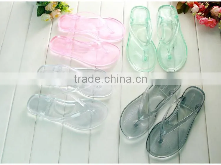 2015 women summer flip flops casual sandals flats slippers beach sandals transparent clear flip flops free shipping