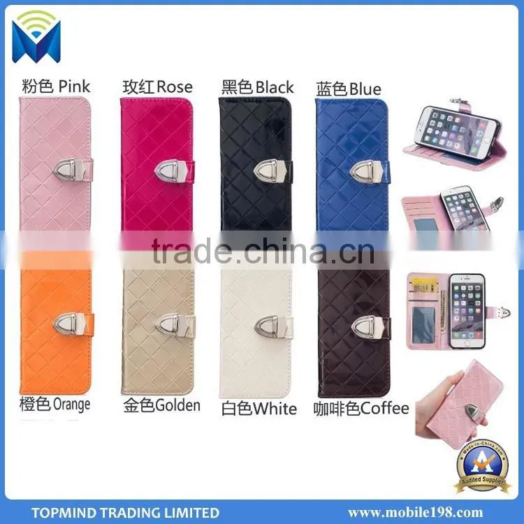 Elegant design for samsung galaxy note 5 smooth pu leather phone case with photo frame and metal buckle