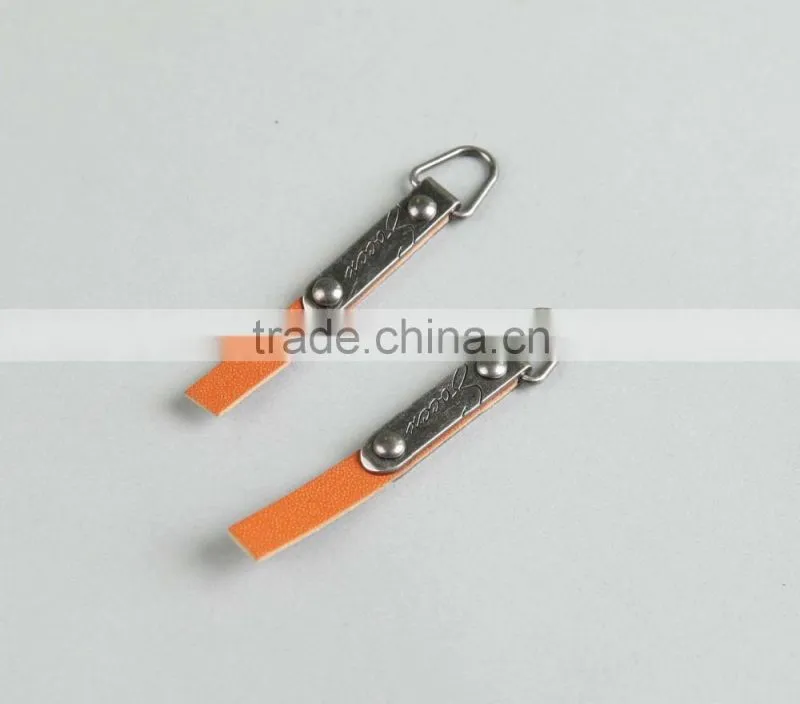 Metal Logo Engraved Custom Leather Zipper Pull/Zipper Slider/Puller Head