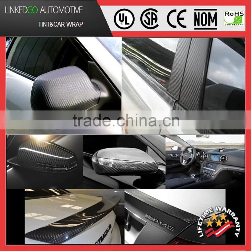 Most popular 1.52*30m auto carbon fiber car wrap vinyl film with air bubble channel
