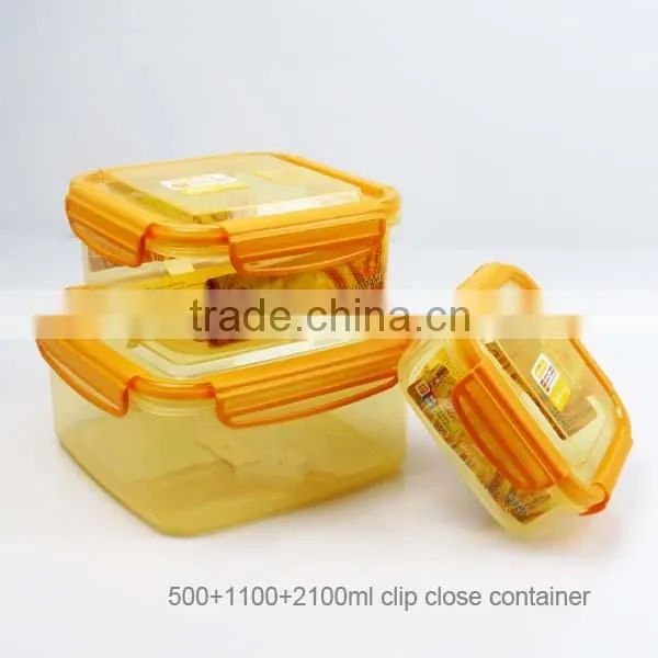 2016 NEW ARRIVAL 500ml square plastic food container with silicone co-injected lid