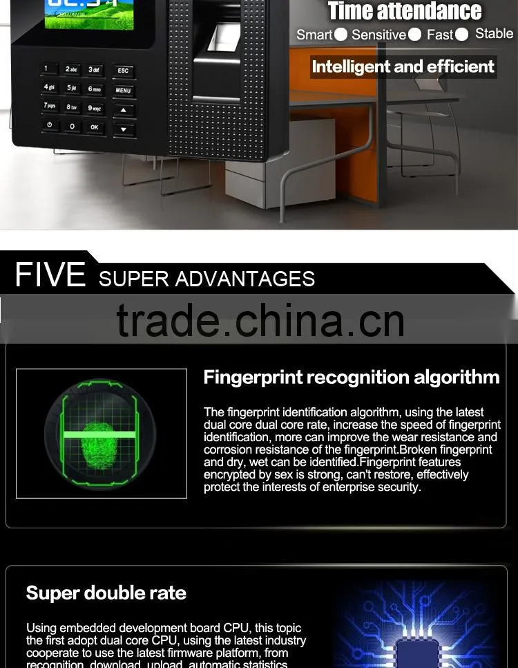 Finger print scanner for time attendance tcp/ip