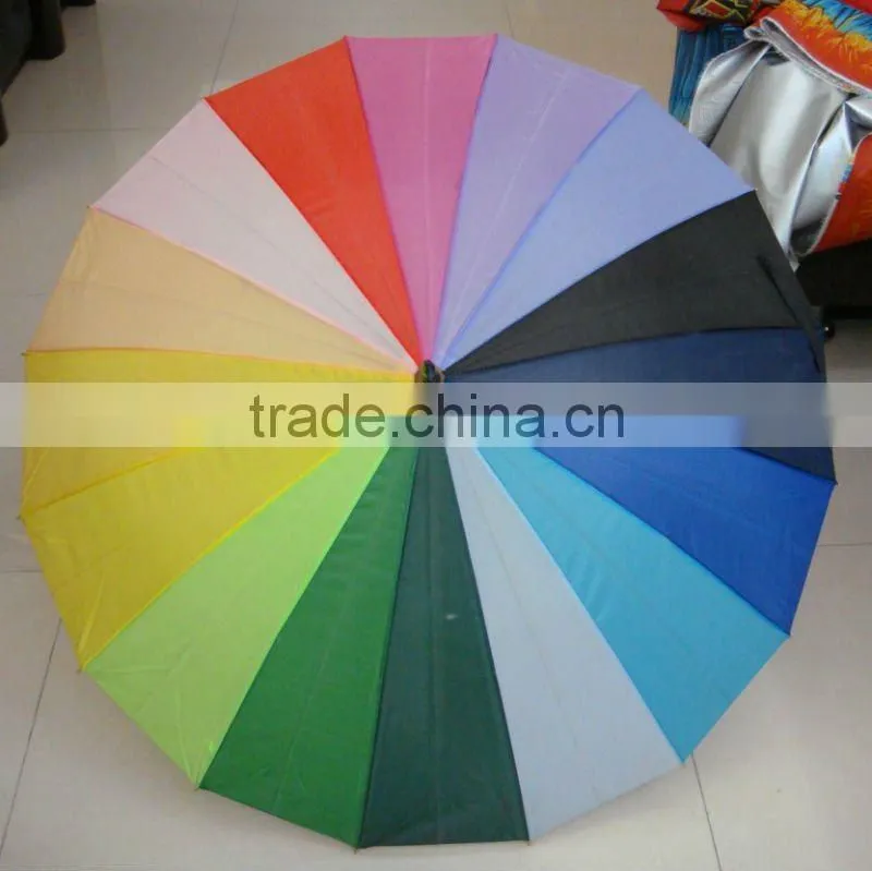 16 colors auto open rainbow umbrella for rain