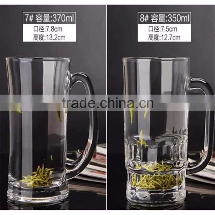 Promotional Custom Design Tall Glass Beverage/Glass Beer Mug With Handle
