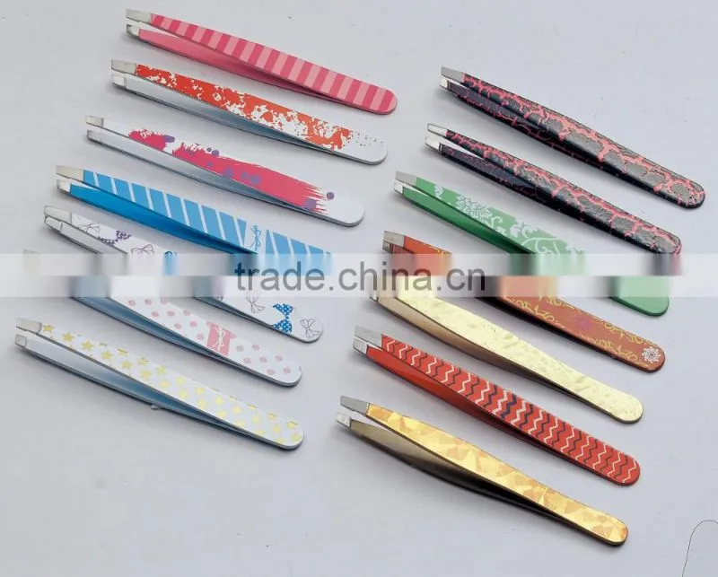 Colorful painting finish silk screen pattern tweezer