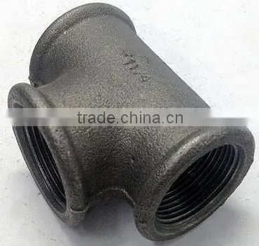 3/4"galvanized/black color cast iron pipe fitting equal tee