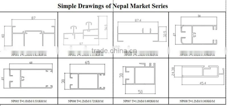 Aluminum Alloy Window and Door Profiles , Aluminum frame Profiles Price Per KG