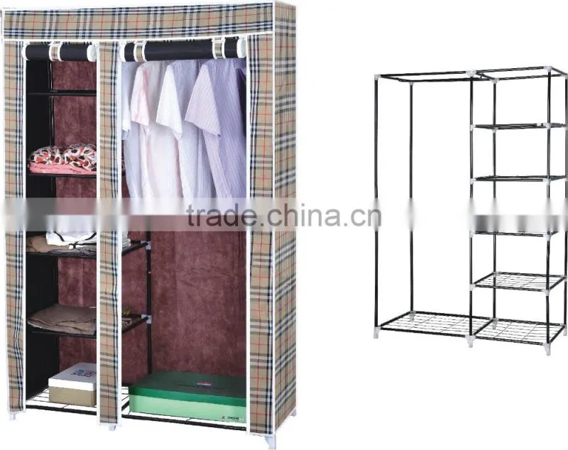 Store More Fashion Durable Fabric Steel Bedroom Wardrobe