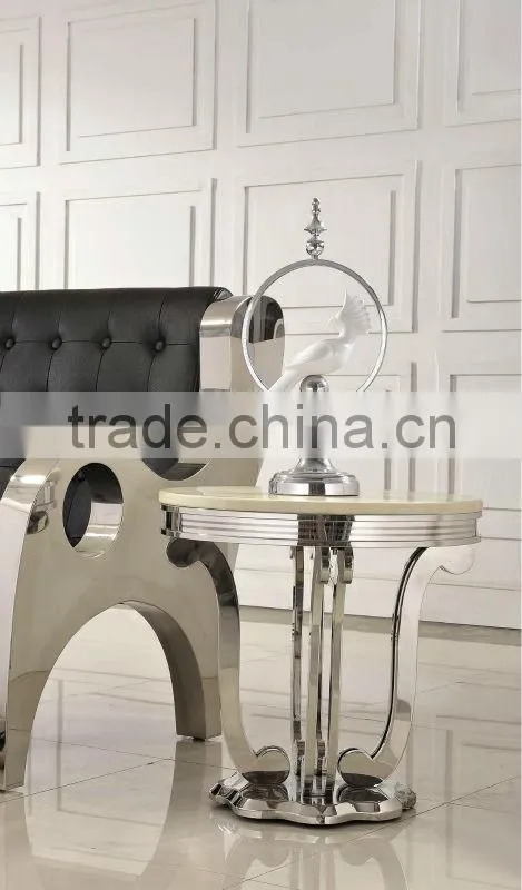 D374 round side marble living room end table