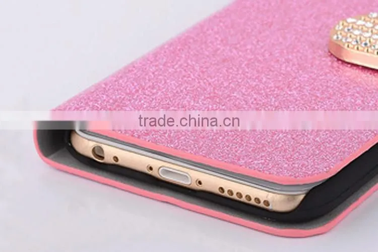 New arrival glitter leather case, phone case with card slot for iPhone6 6S