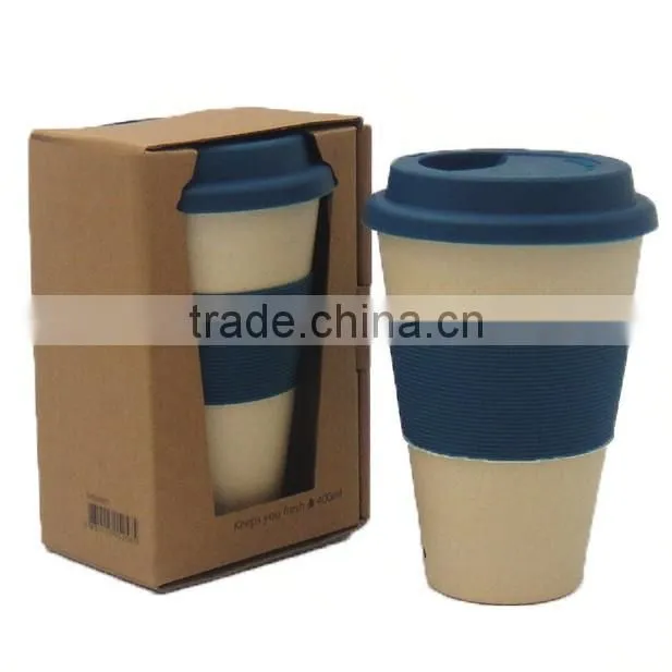 Biodegradable colorful bamboo fiber large drinking cup/mug