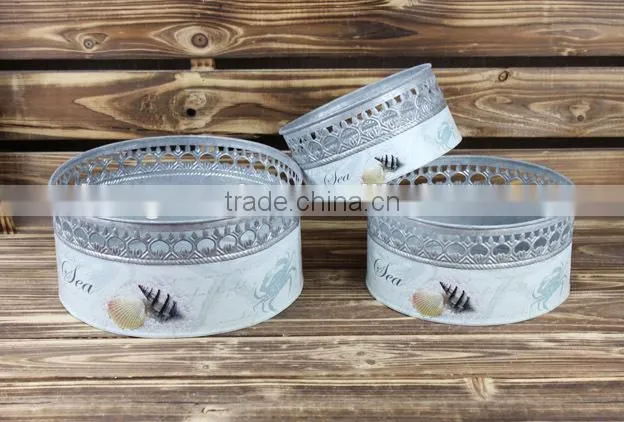 2016 Hot Sale s/3 outdoor metal planters metal sea design planter