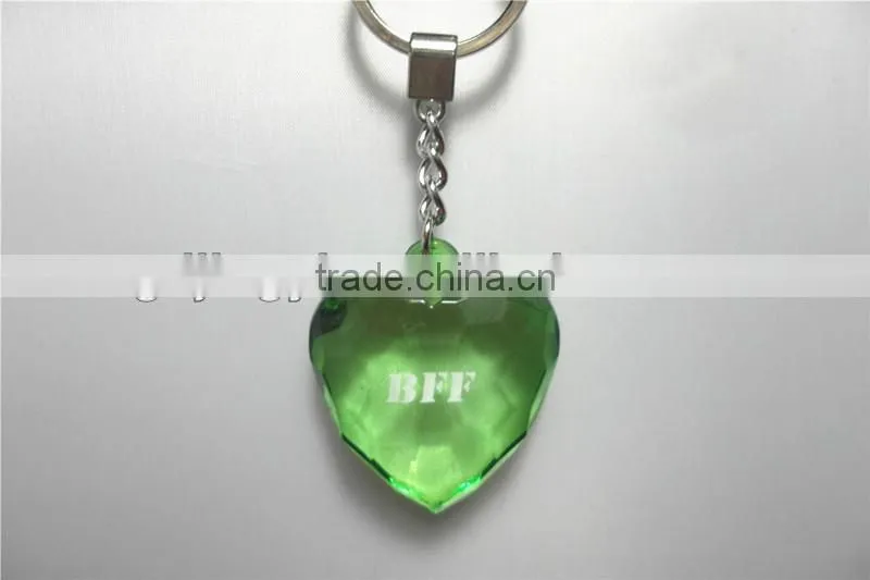 2017 New style acrylic hanging decoration heart shape diamond key ring