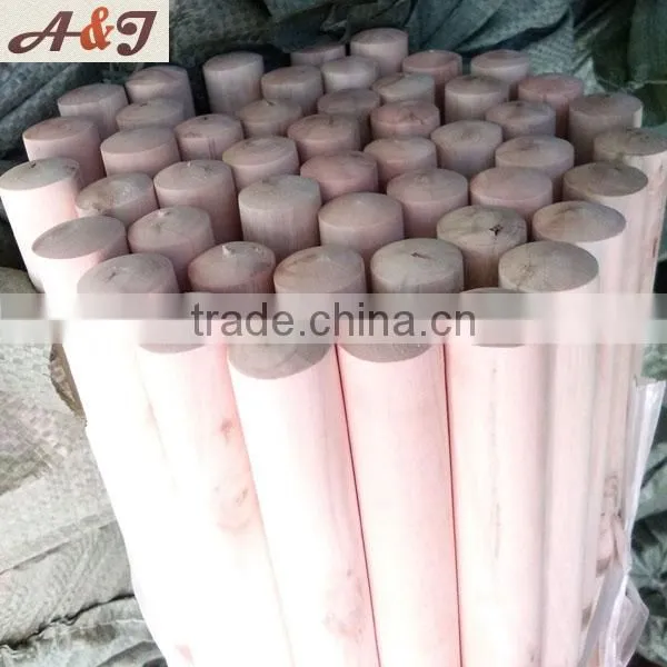 Good Treatment finished italian screw broom sticker /painting wood pole Plain bottom end