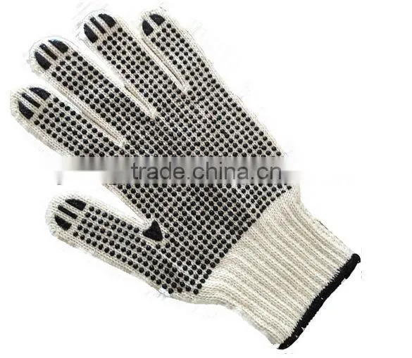 Guangzhou red PVC dotted cotton knitted working gloves