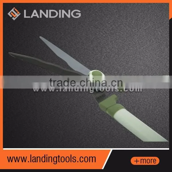 634801 garden tool Heat treated 50# steel blade head and oblate iron PVC handle sprayed by plastic hedge shear