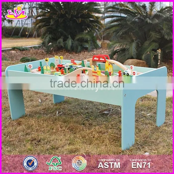 2017 New design funny activity toys wooden kids train table W04C071