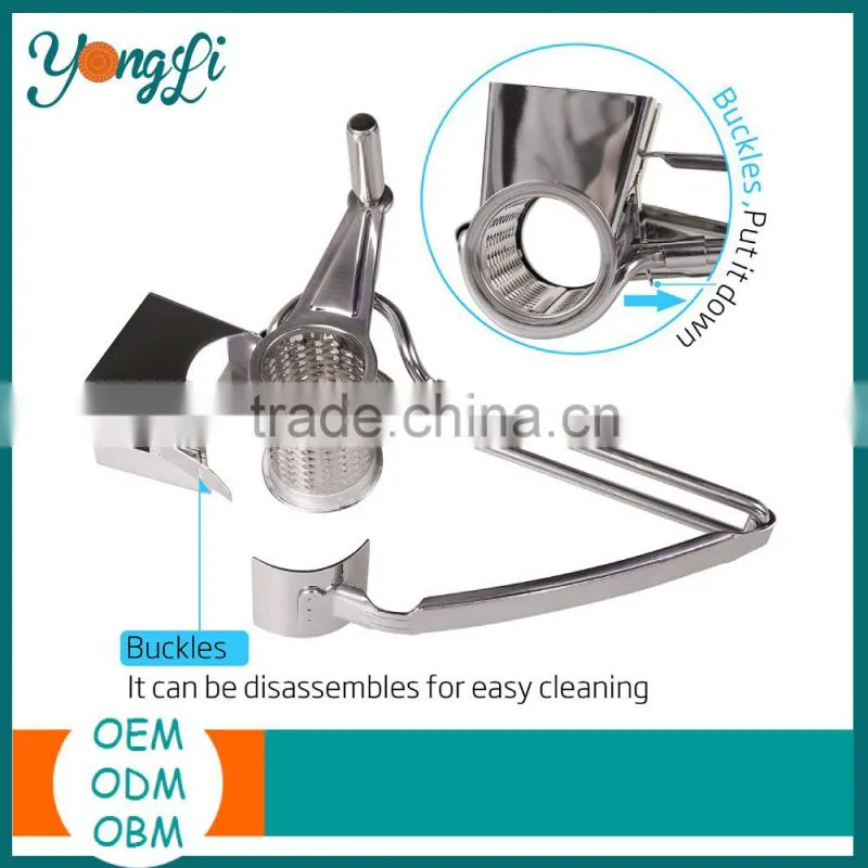 No Rust Hand-Crank Rotary Shredder 18/8 Stainless Steel Rotary Cheese Gater
