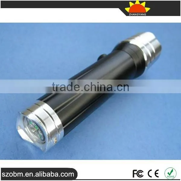 12 led flashlight torch with compass,3xAAA battery aluminum alloy led flashlight