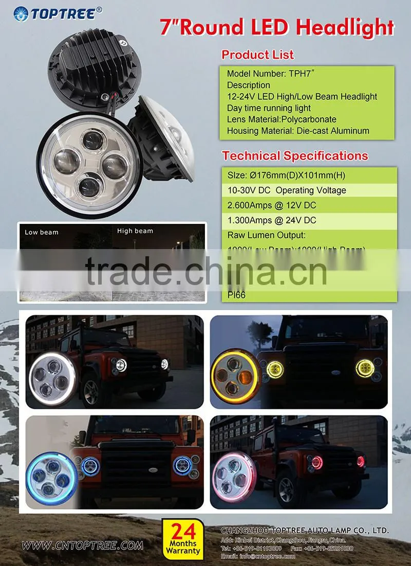 DRL ECE R112 7 inch round led headlight 12v 24v landrover defender led headlamp