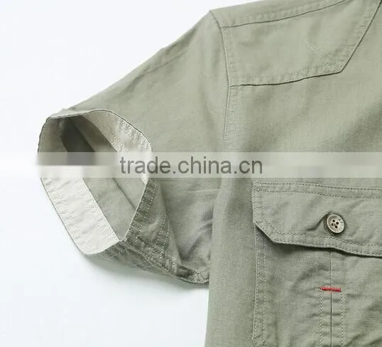 summer men shirt 2015 100% cotton half sleeve shirt outdoor shirt for men sports shirt