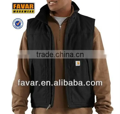 Men's sleeveless quilted canvas waistcoat work vest workwear
