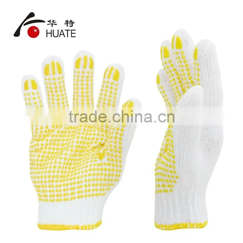 CE standard working gloves,safety pvc dotted cotton gloves