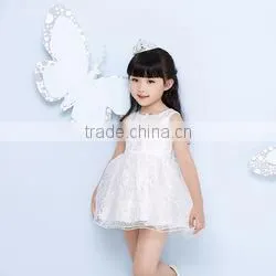 New product 2016 wholesale children's boutique girls dress leaf printed with big green bow clothing