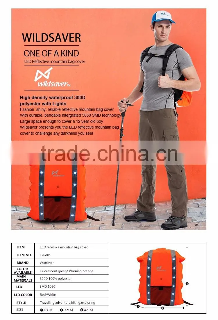 camping waterproof dry bag safety LED flashing backpack cover