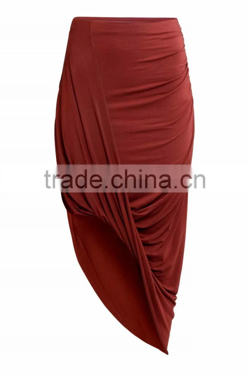 Latest fashion casual draped skirts design for woman 2015