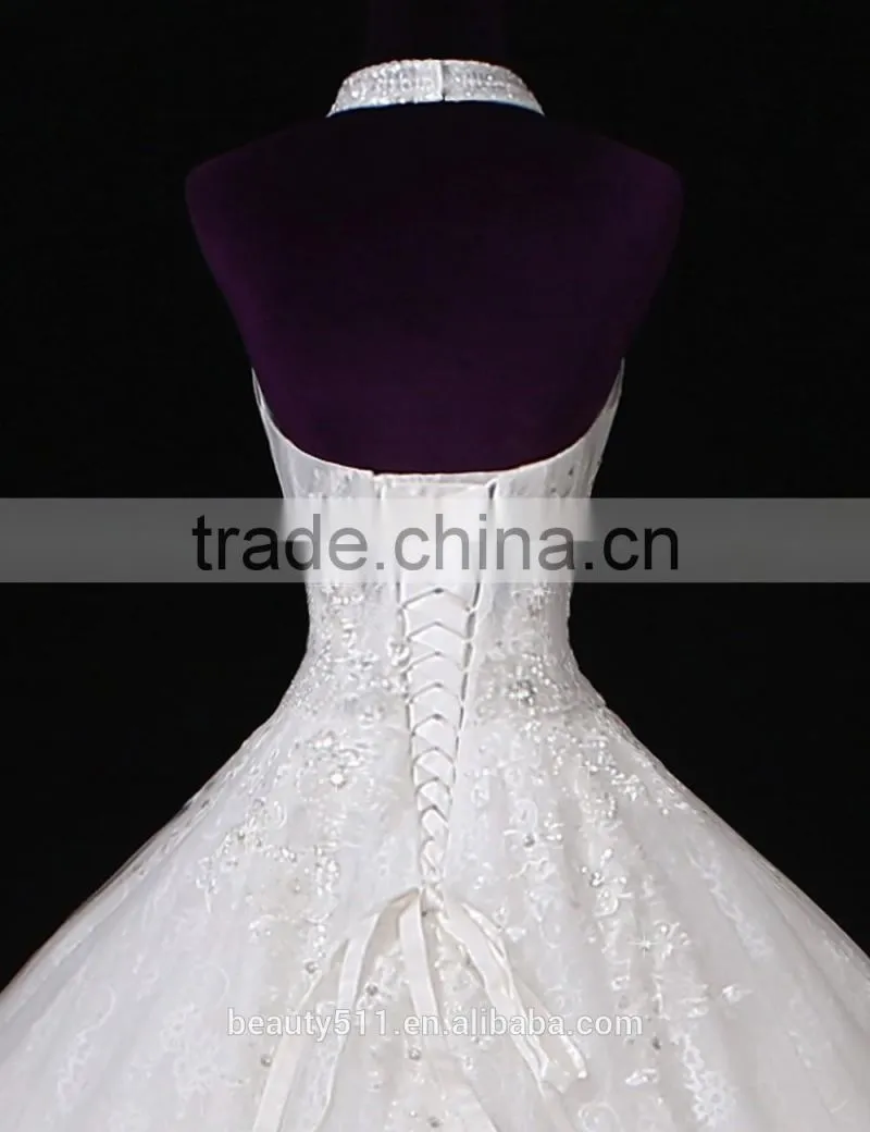 Sleepless Halter elegance mermaid sexy lace prom gowns elegance wedding dress bridal for bride V-neck bridal dress 2017 BS38