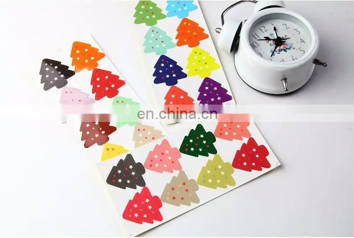 Cute Colorful Christmas Tree Box Bag Label Baking Bag Sealing Sticker Baby Shower Gift Decoration Craft Packing
