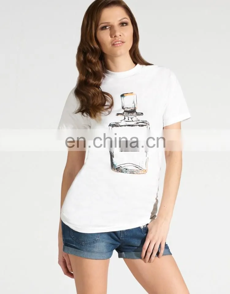 Perfume bottles printed tshirt/designer blouse 2014/womens top plus sizes/clothing desgin for women wholesale model-cp379