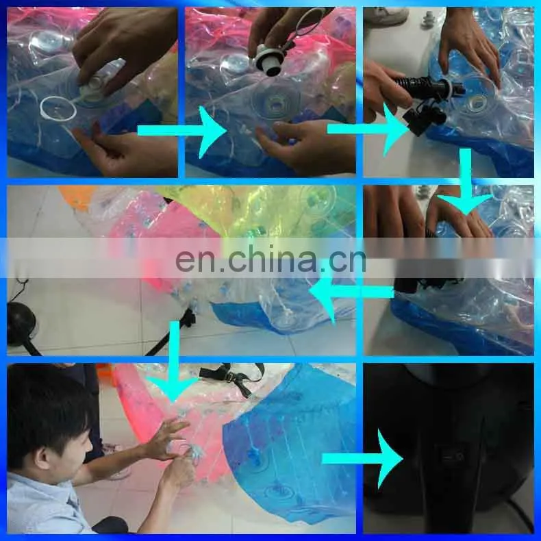 Half Clear and Half Red/Blue 0.8mm 100% TPU 1.5m Dia bubble soccer inflatable giant globe ball body bumper ball for adult