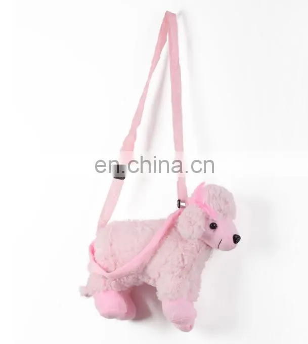 Creative factory price stuffed animal shaped plush dog handbag for kids