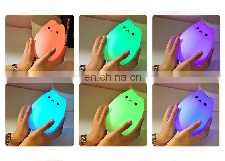 Hot selling fashion super cute cat night lamp carton night light silicone remote timer cute cat lamp