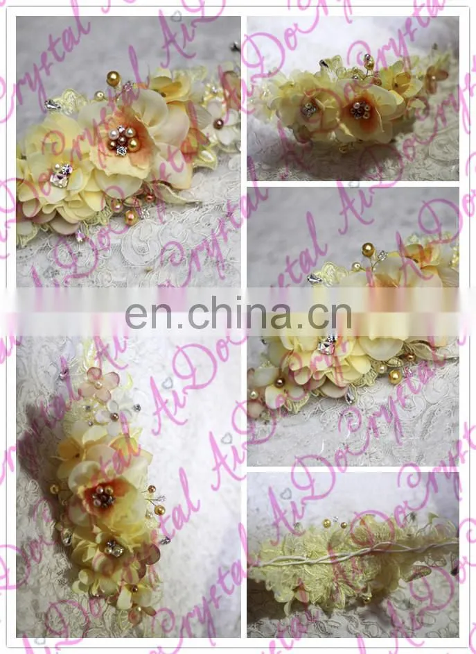 Aidocrystal yellow plastic crown flower,artificial flowers hair accessories for wedding