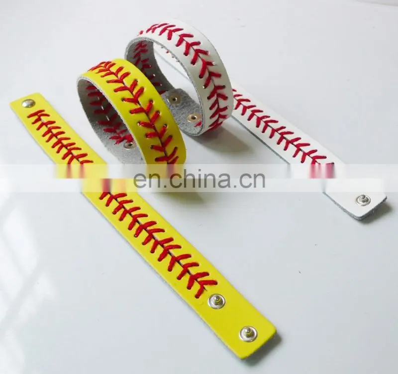 Popular Cheap Leather Sports Softball Bracelet