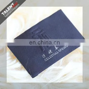Custom 3D cubic hot stamping sculpture brand logo woven label for garment