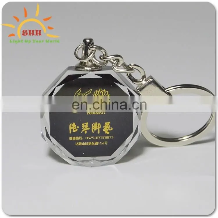 Cheap Crystal Acrylic Promotional Laser Engraved LED Light Keychain