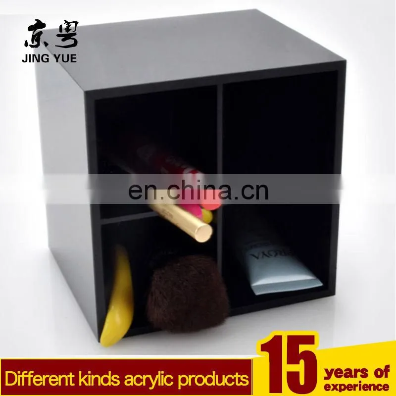 Black cube pmma makeup brush holder plexiglass brush display stand acrylic brush holder
