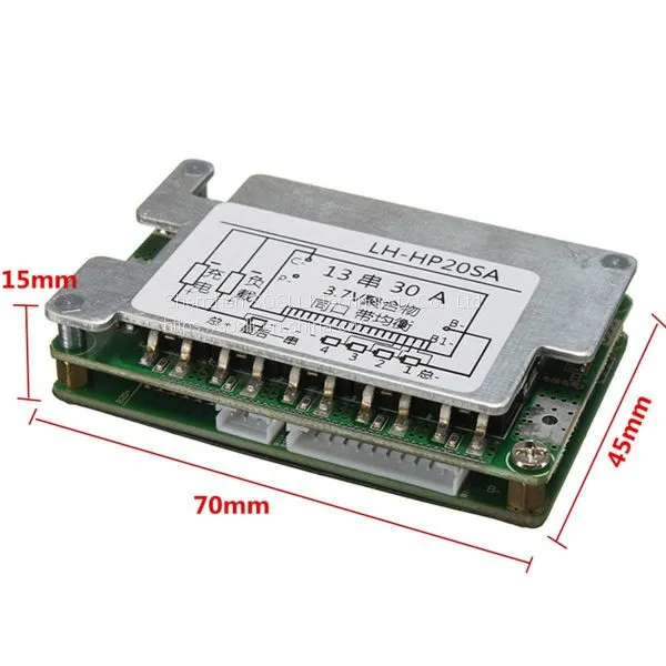 48V BMS 13S Li-ion Battery 30A Lithium Battery Protection Board Balance + Wire Board Module 70x45x15