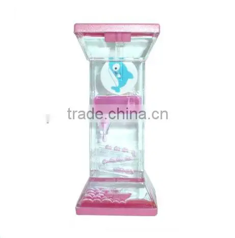 Heart Shape acrylic upward liquid desk clock, desk watch, liquid and oil watch timer