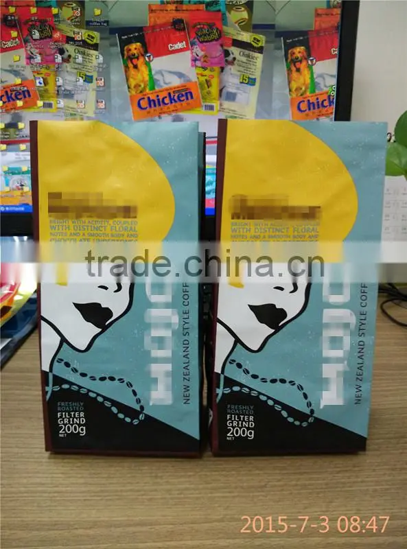 Side Gusset Plastic Lamination Foil Coffee Bags with De-gassing Valve
