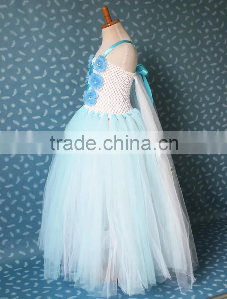 Girls Chiffon Tulle Newest Blue Frozen Elsa Dress Fabulous frozen tutu dress